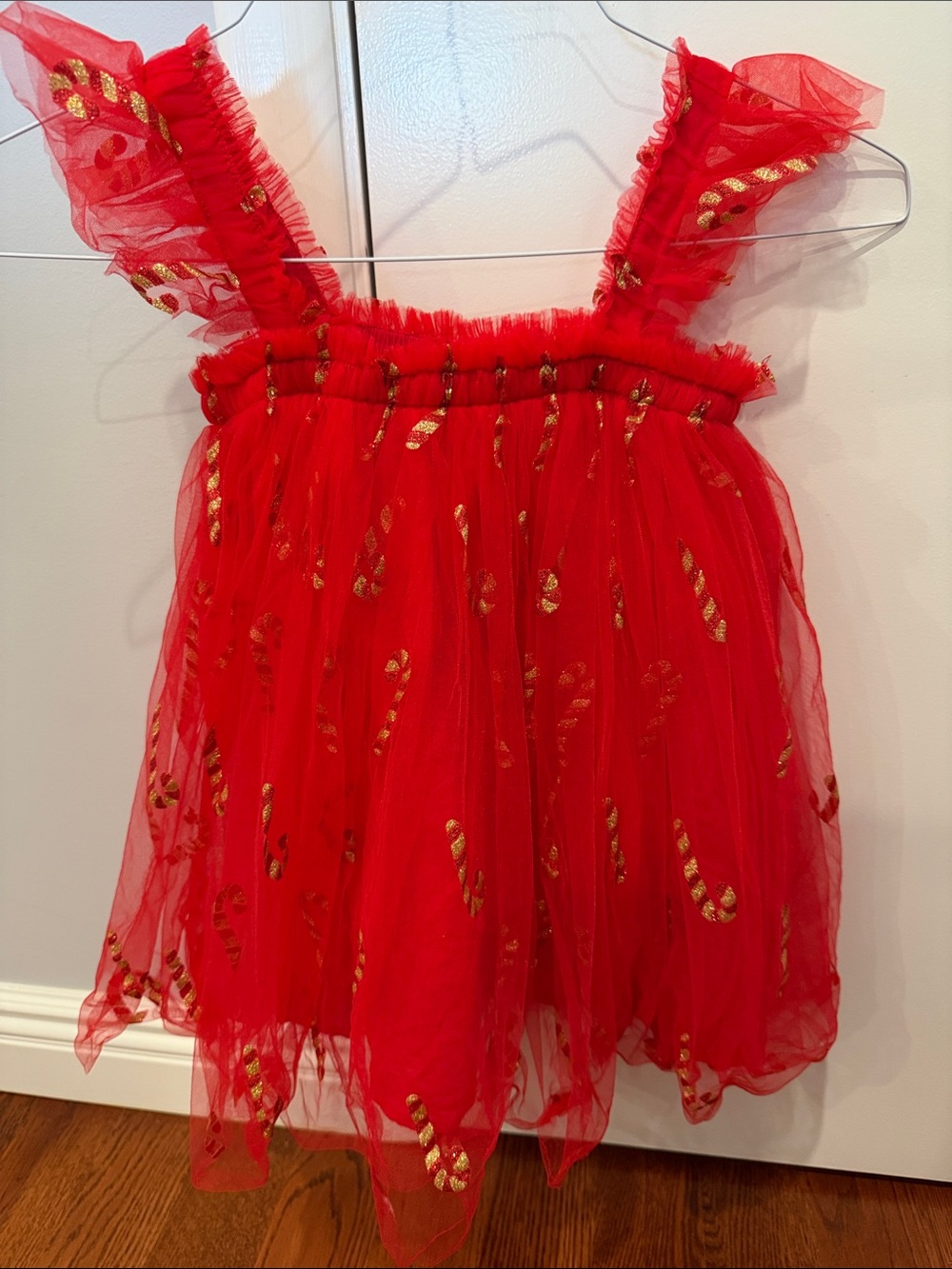 Red Tulle Candy Cane Party Dress for Kids